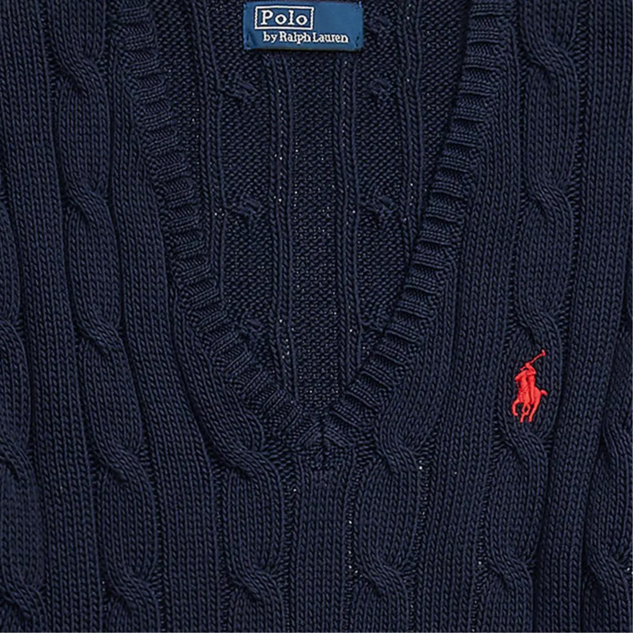 Вязаный свитер с V-образным вырезом Polo Ralph Lauren, темно-синий — фото 3