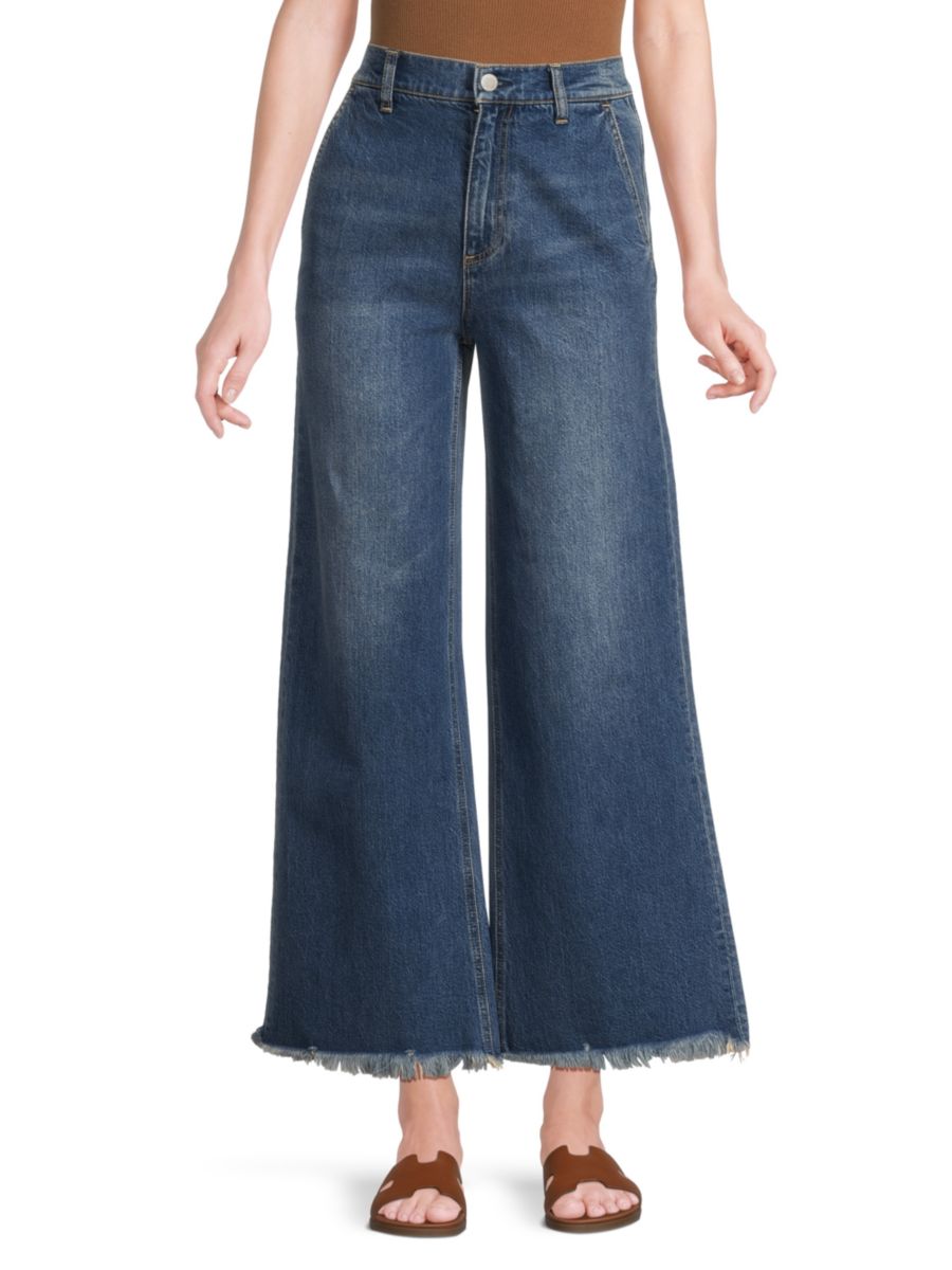 

Джинсы Emory с высокой талией и широкими штанинами Alice + Olivia, цвет Lola Blue