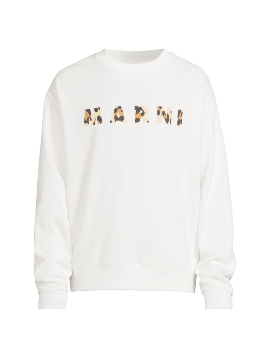 

Флисовая толстовка с леопардовым логотипом Marni, белый
