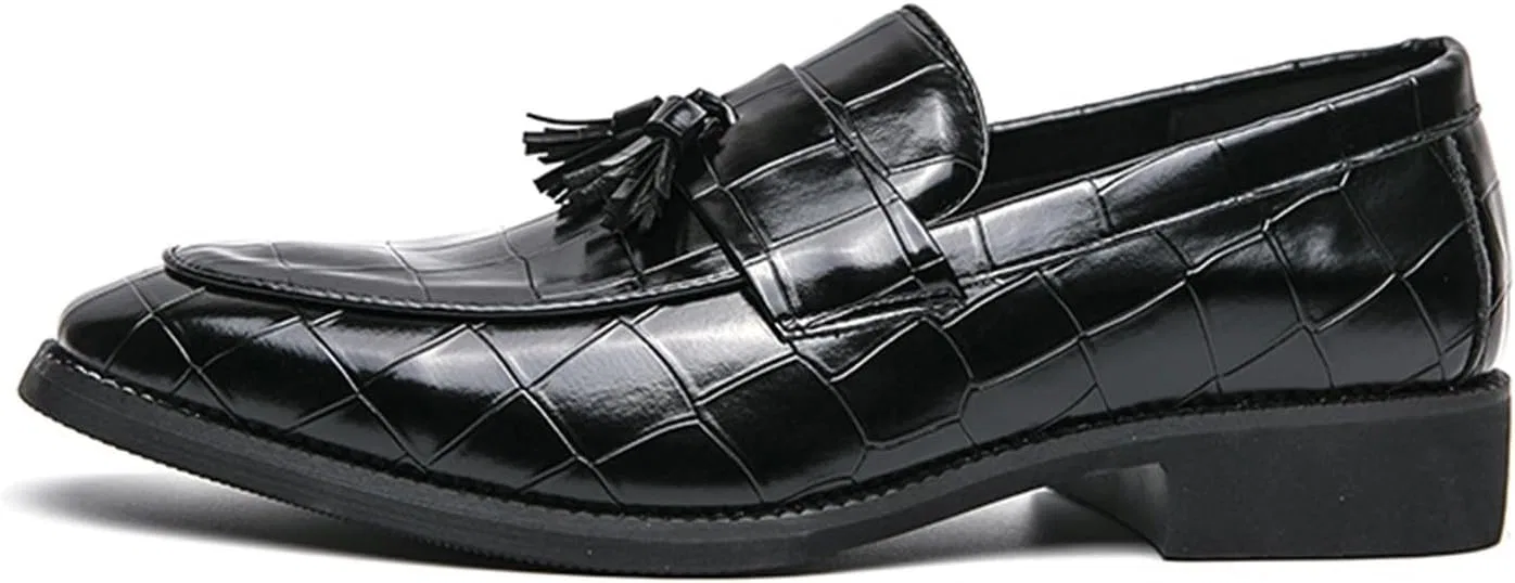 Мокасины мужские Minishion Minishion Mens Slip on Dress Shoes with Tassel Casual Penny Loafers Moccasins, черный — фото 4