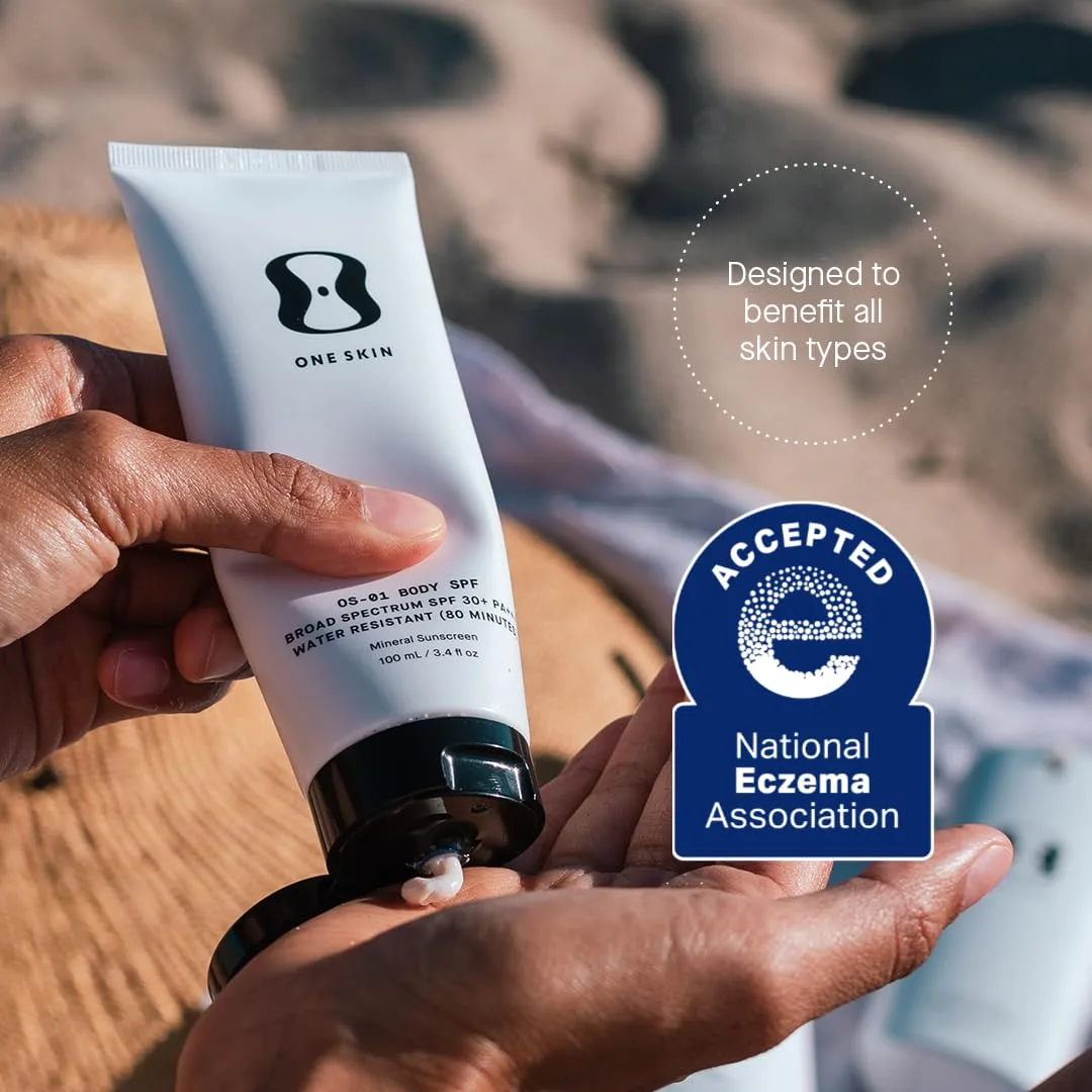OneSkin BODY SPF OS-01 пептидный минеральный солнцезащитный крем широкого спектра SPF 30+ - защищает кожу от фотостарения, водостойкий, с антиоксидантами, для чувствительной кожи — фото 4