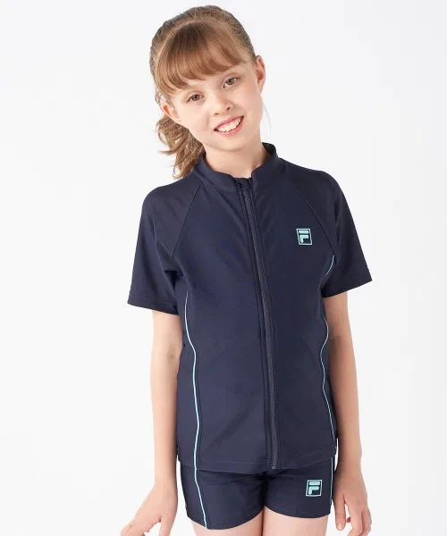 【FILA】Школьный купальник на молнии, школьная одежда для плавания, унисекс, UPF50+