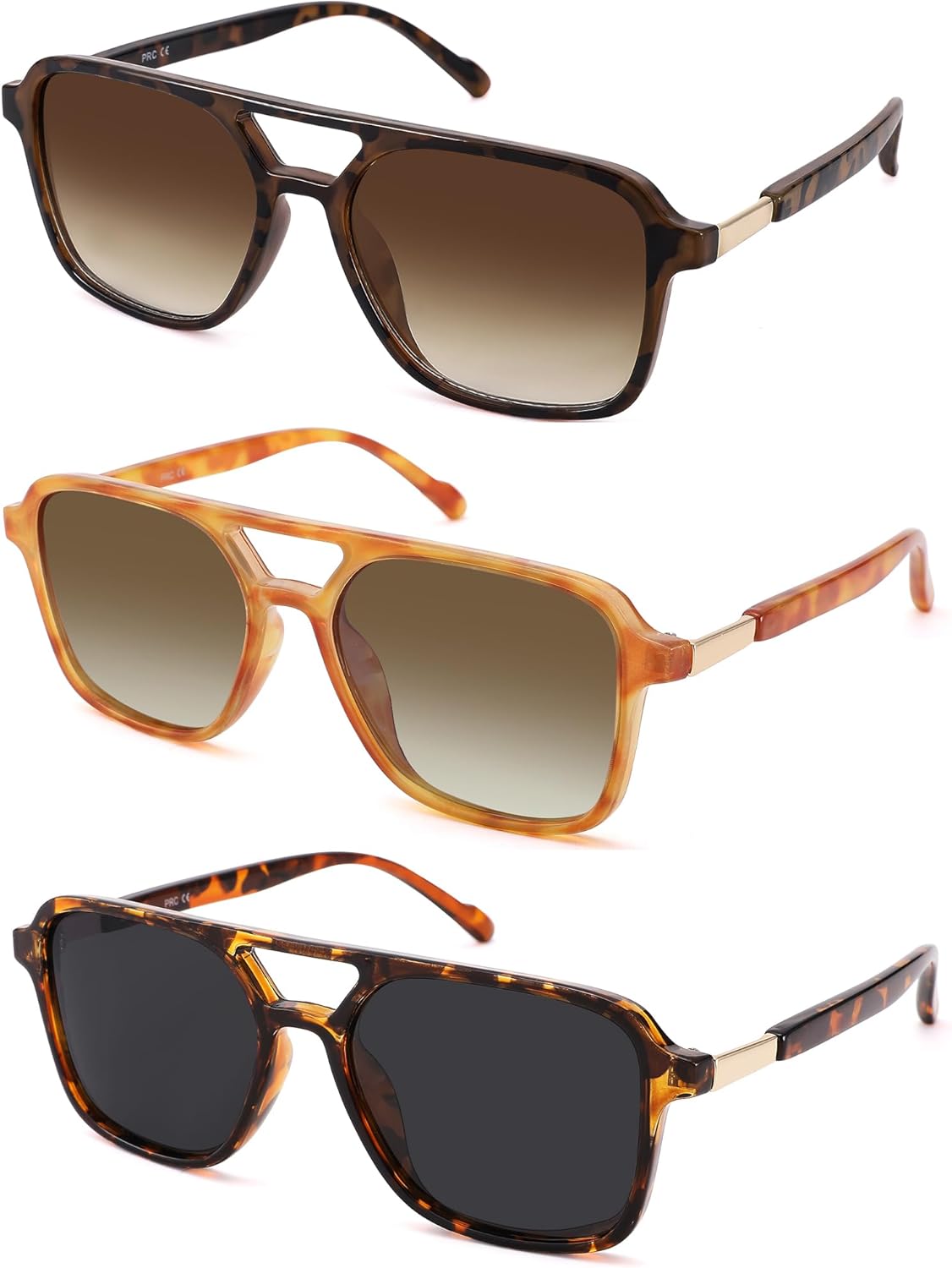 

Ретро-солнцезащитные очки-авиаторы для женщин и мужчин - модные, стильные квадратные солнцезащитные очки для женщин и мужчин GLARDEFE, A6 Tortoise/Gradient Brown + Yellow Tortoise/Gradient Grey Green + Tortoise/Grey