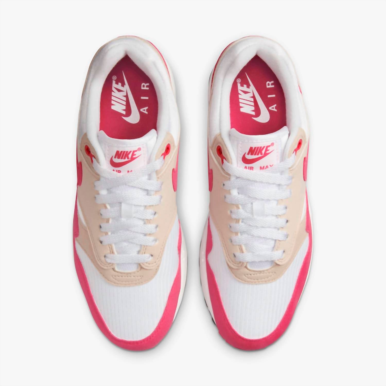 Женские кроссовки Air Max 1 в цвете белый/светло-коричневый Orewood/черный/астровый розовый Nike — фото 4