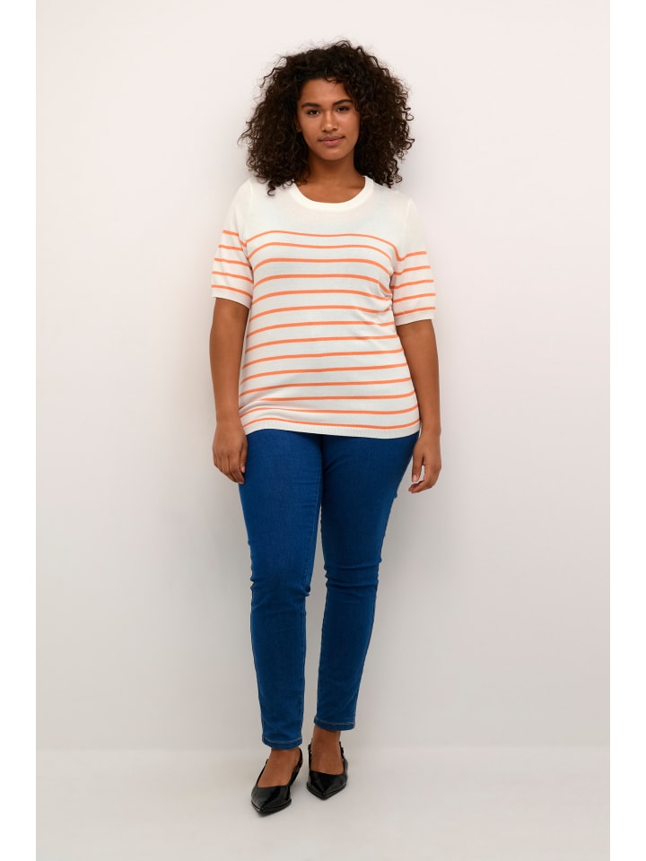 

Свитер стандартной вязки KCmalia в мелово-дынную полоску KAFFE curve