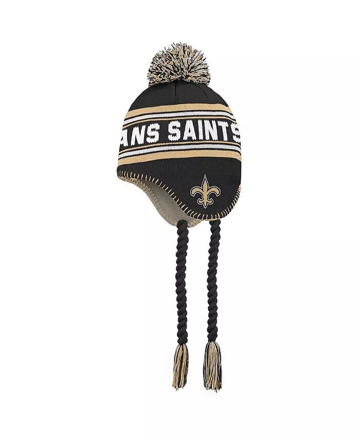 

Черно-золотая жаккардовая вязаная шапка New Orleans Saints для мальчиков и девочек дошкольного возраста с помпоном Outerstuff