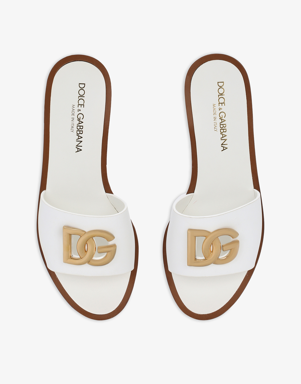Сланцы из телячьей кожи DOLCE & GABBANA, белый — фото 4