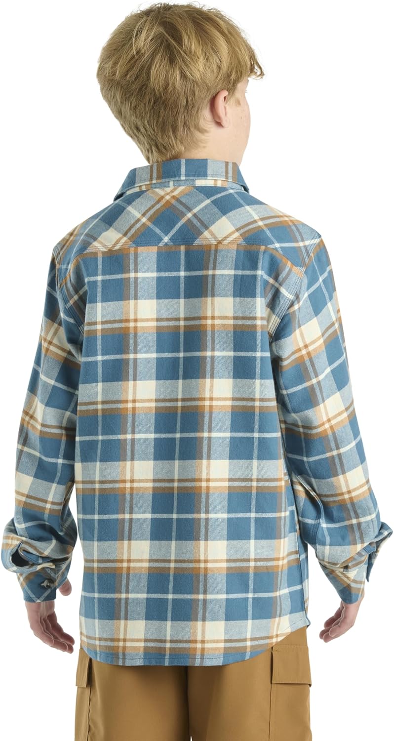 Carhartt Kid's CE8208 фланелевая рубашка на пуговицах с длинным рукавом для мальчиков, Dark Teal Blue — фото 2