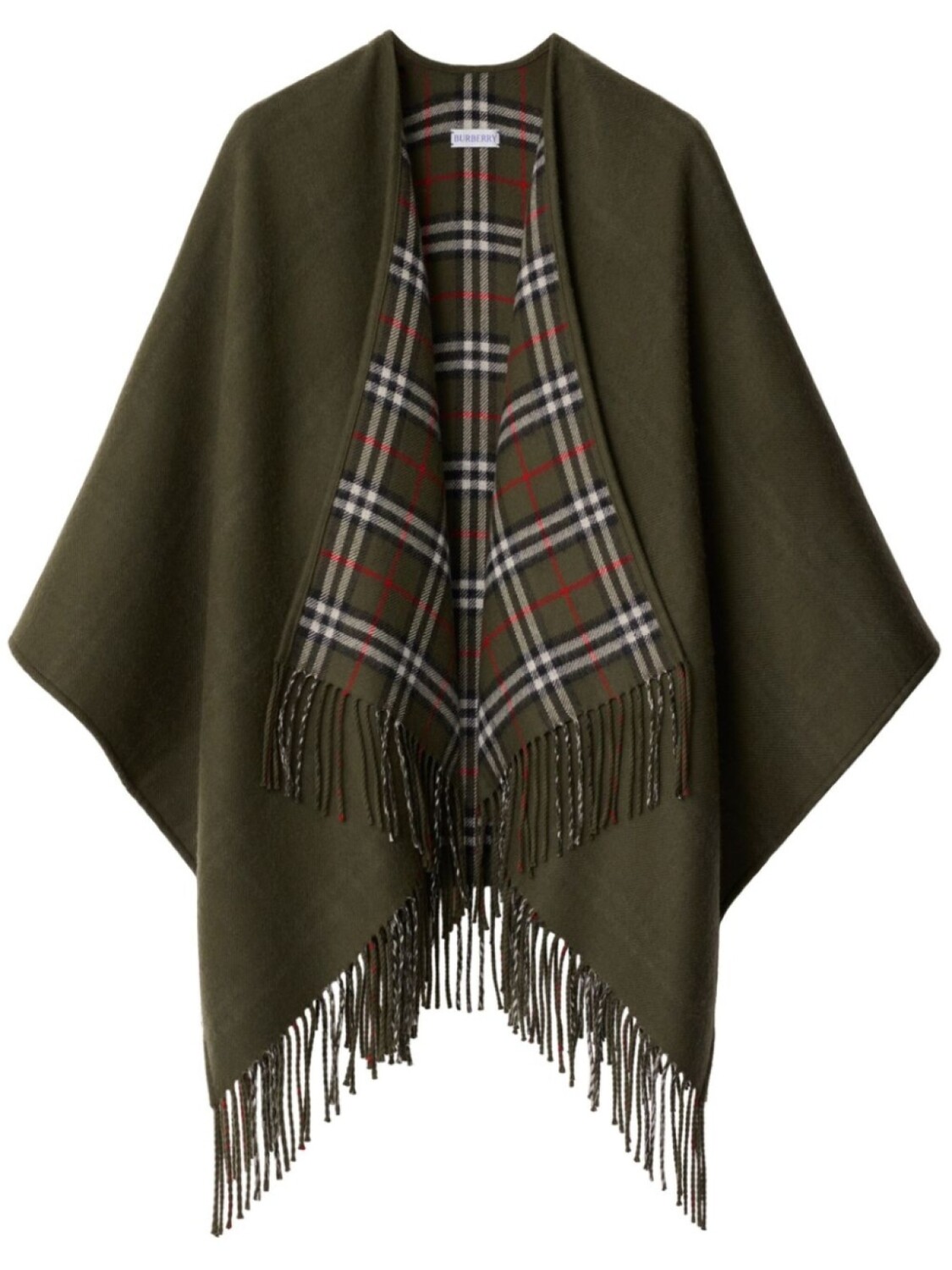 

Burberry двусторонний шерстяной кейп в клетку, зеленый