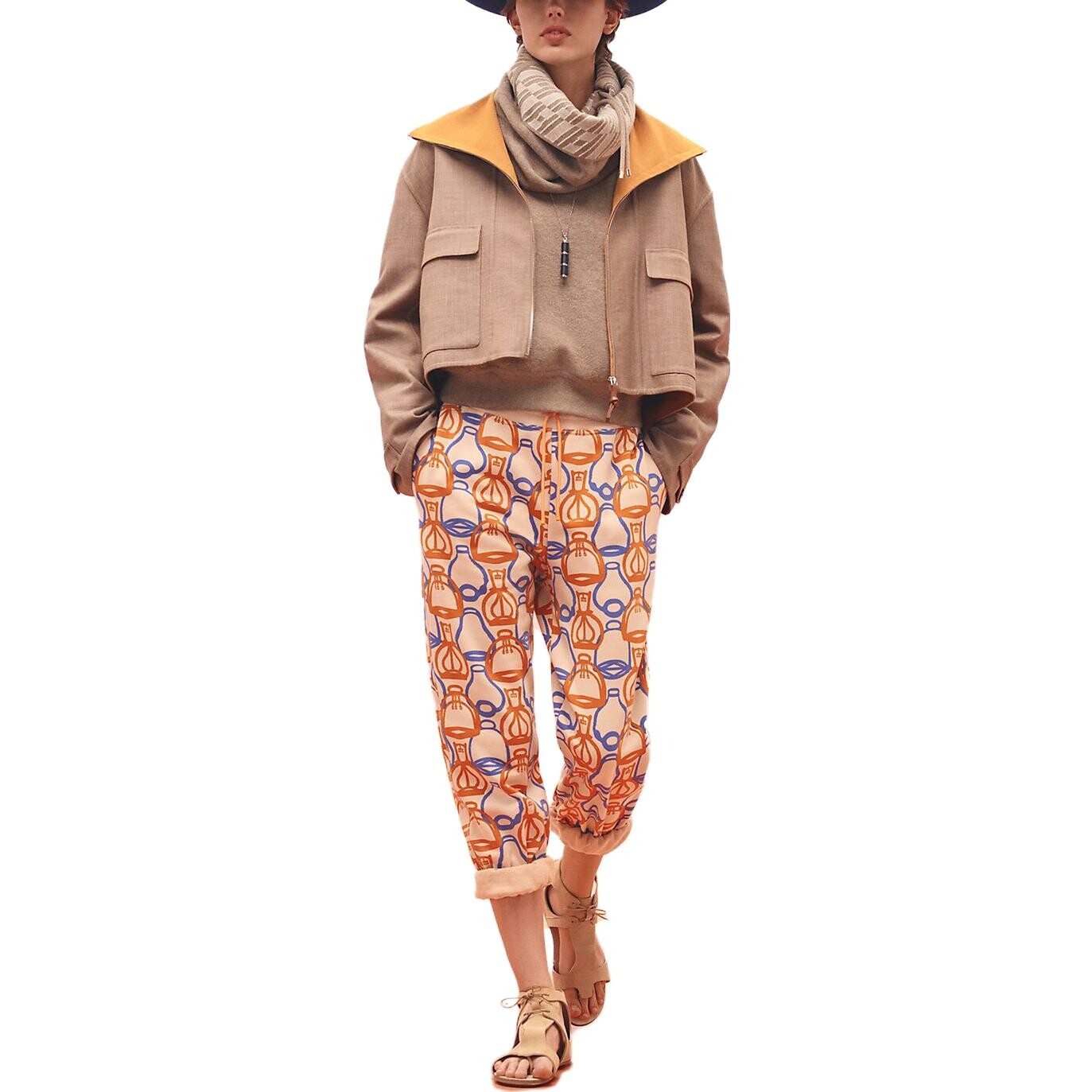 

Укороченное пальто женское цвета хаки Hermes