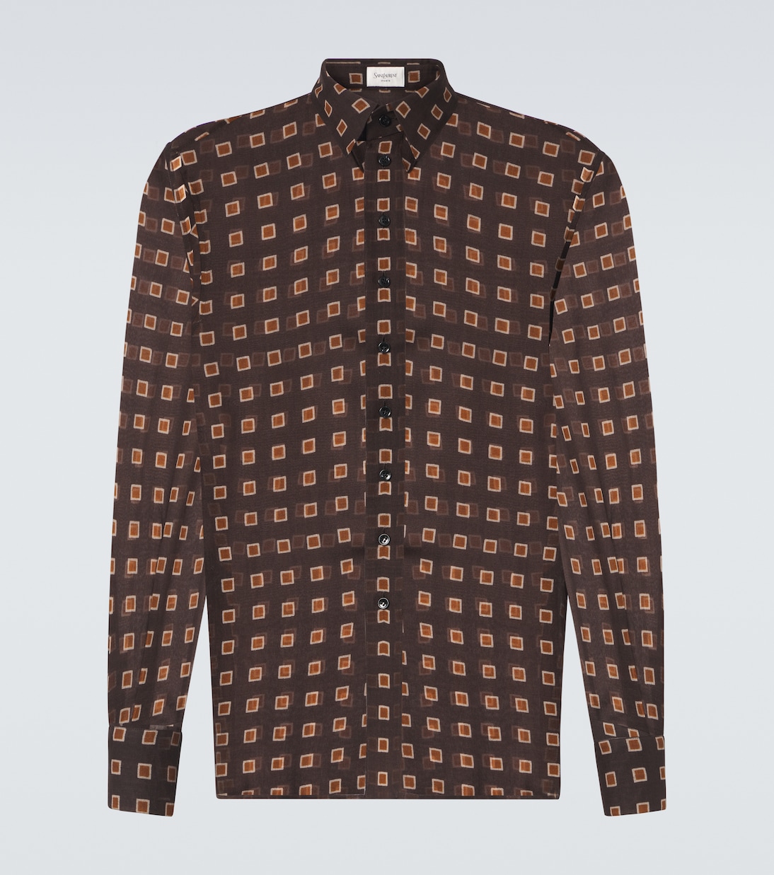 

Шерстяная рубашка с принтом Saint Laurent, Ocre Noir Craie
