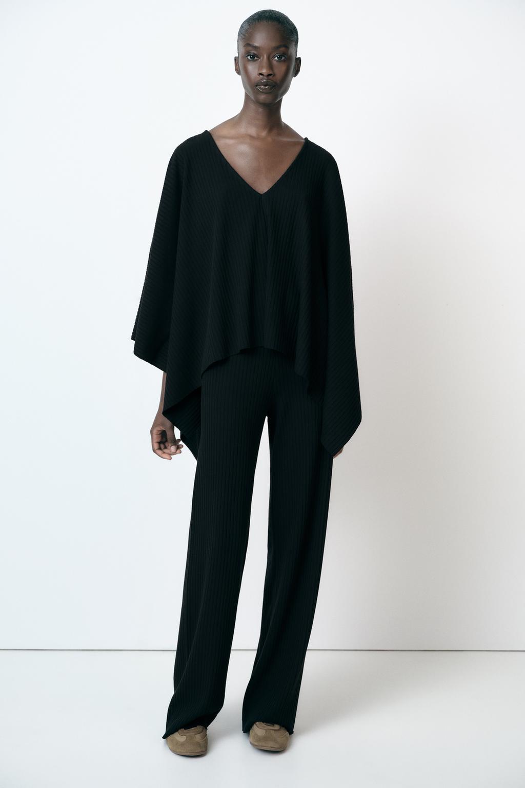 

Брюки в рубчик ZARA, черный