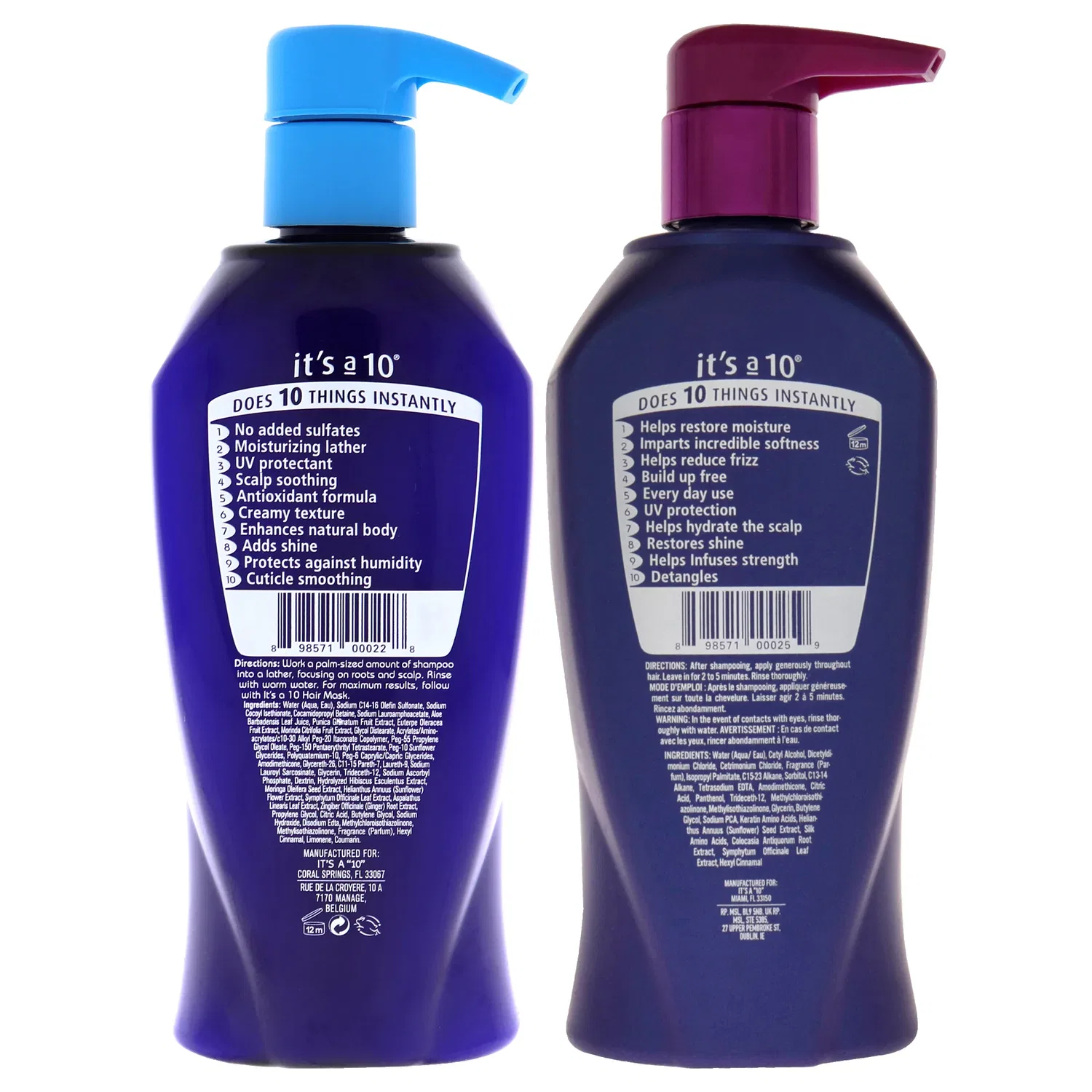 Набор Its A 10 от Its A 10 для мужчин и женщин - комплект из 2 предметов: шампунь Miracle Moisture (280 мл) и кондиционер Miracle Daily (280 мл), белый — фото 3