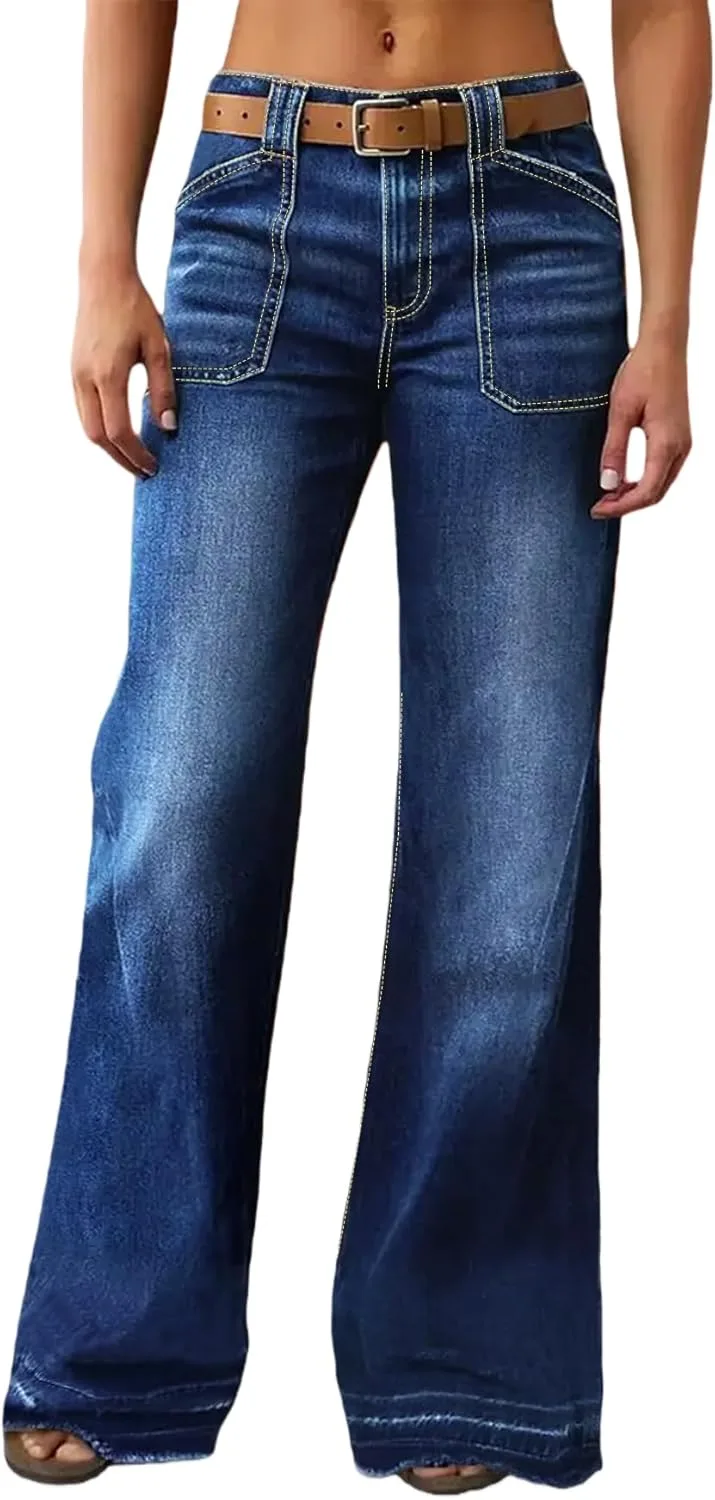 

Cuyulitcik Plus Size Wide Leg Jeans для женщин High Waist Straight Leg QERINTE