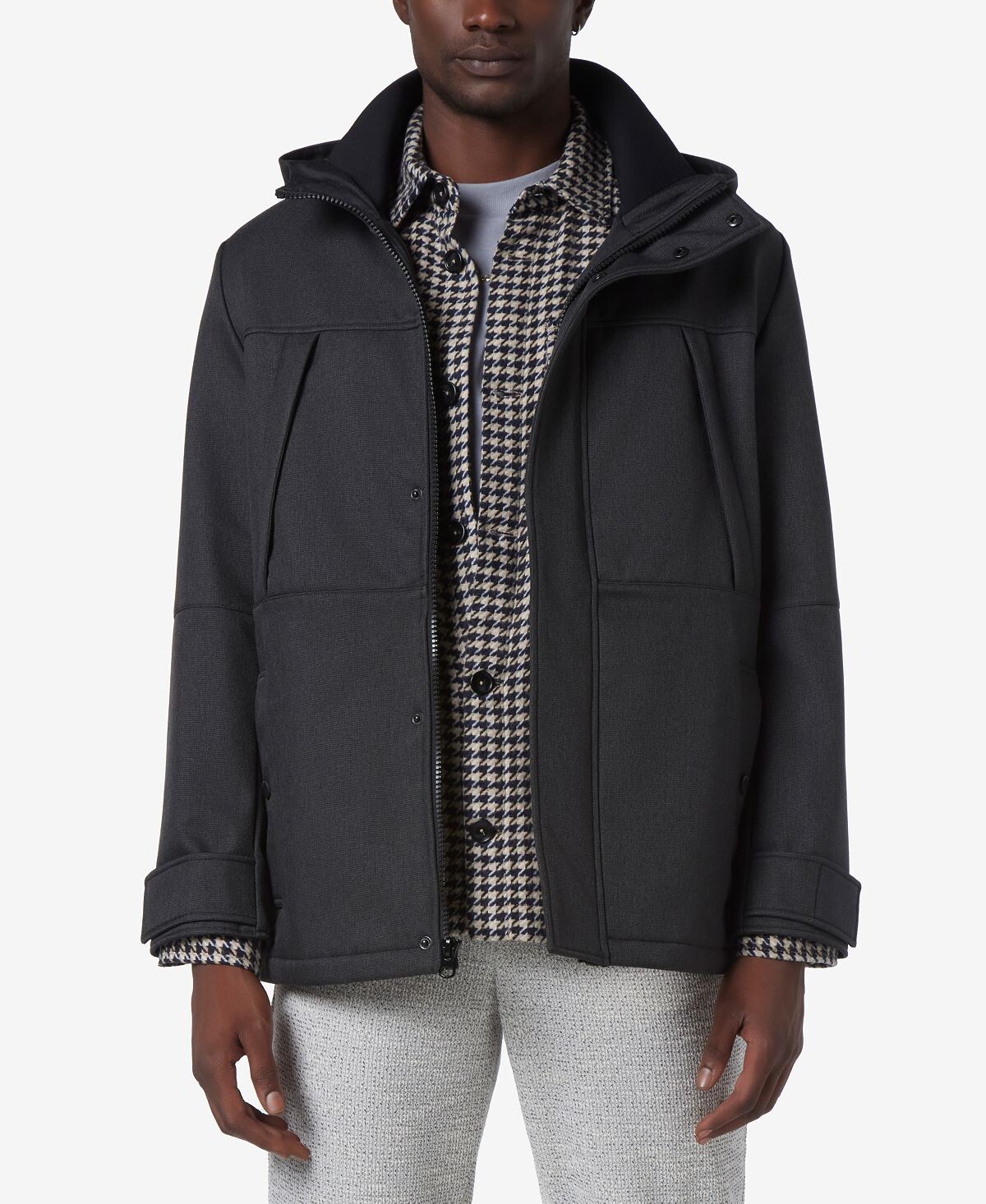 

Мужская парка Tompkins Soft Shell с капюшоном и микро-гусиными лапками на флисовой подкладке Marc New York