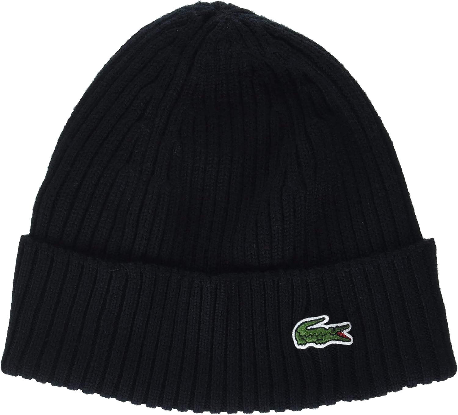 

Мужская шерстяная шапка-бини Lacoste с ребристой вязкой, Black