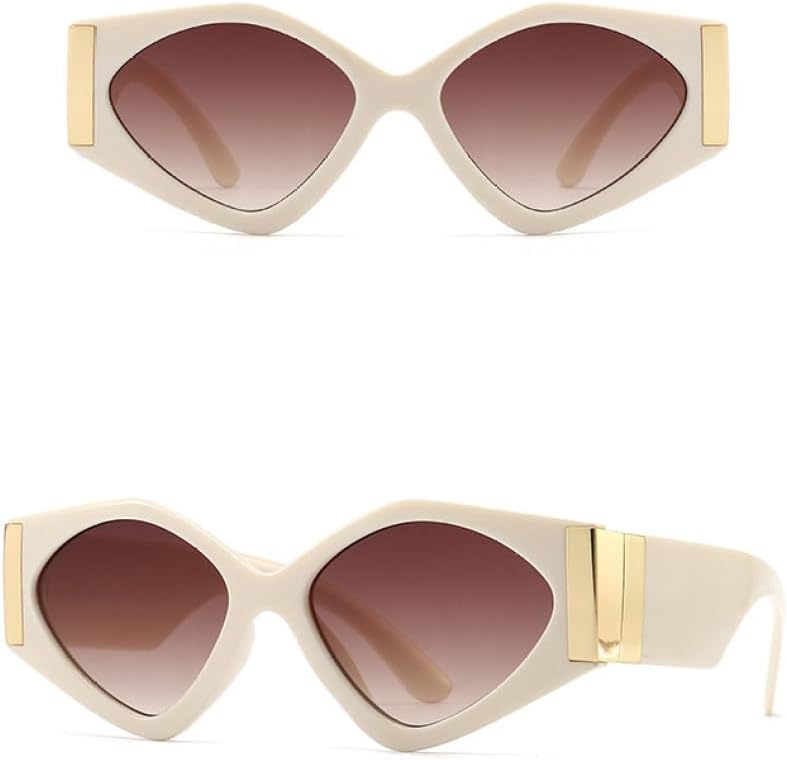

Женские солнцезащитные очки «кошачий глаз», летний стиль, многоугольные солнцезащитные очки, ретро-очки для путешествий, защита от ультрафиолета UV400 generic, Beige Tea