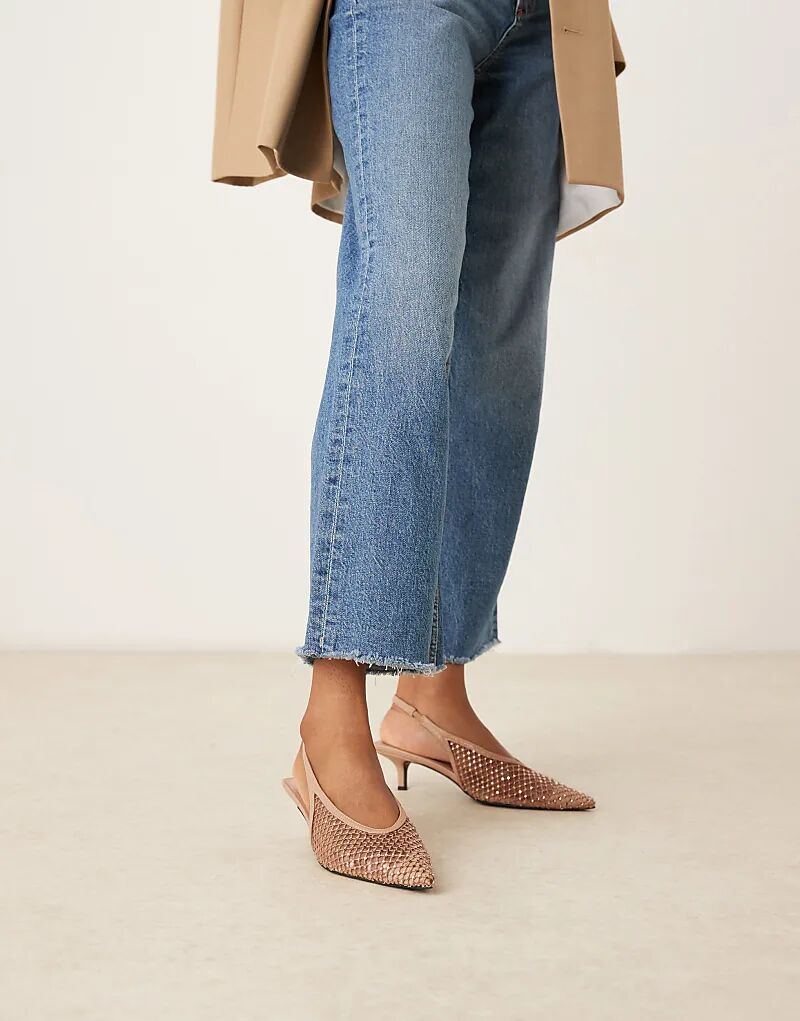 Туфли ASOS DESIGN Sydney на каблуке-рюмочке бежевого цвета с отделкой — фото 4