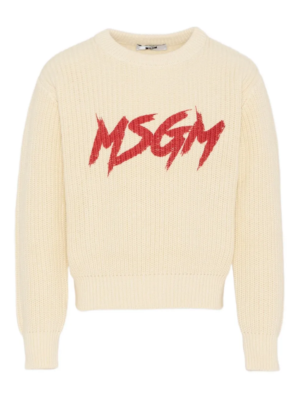 

Свитер с логотипом и круглым вырезом Msgm Kids, слоновая кость