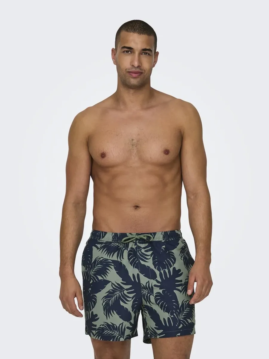

Шорты для плавания ONLY & SONS "ONSTED LIFE SWIM SHORT FLOWER AOP 2", зеленый