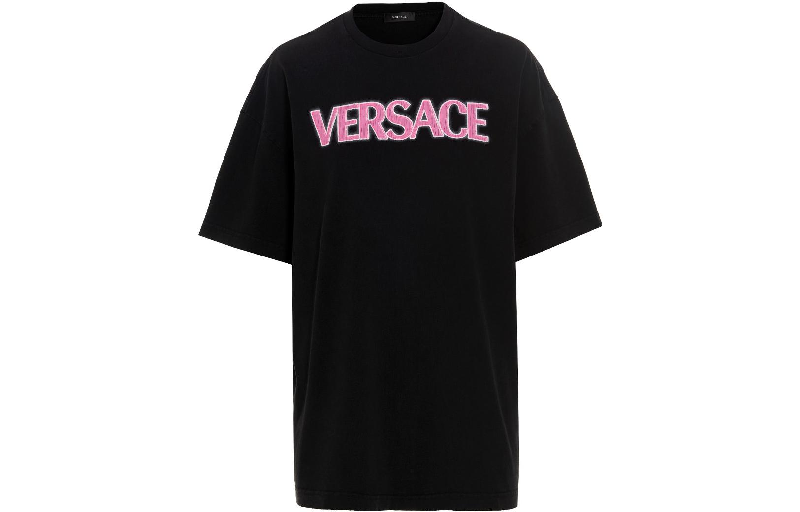 

Футболка с круглым вырезом и логотипом VERSACE, черный