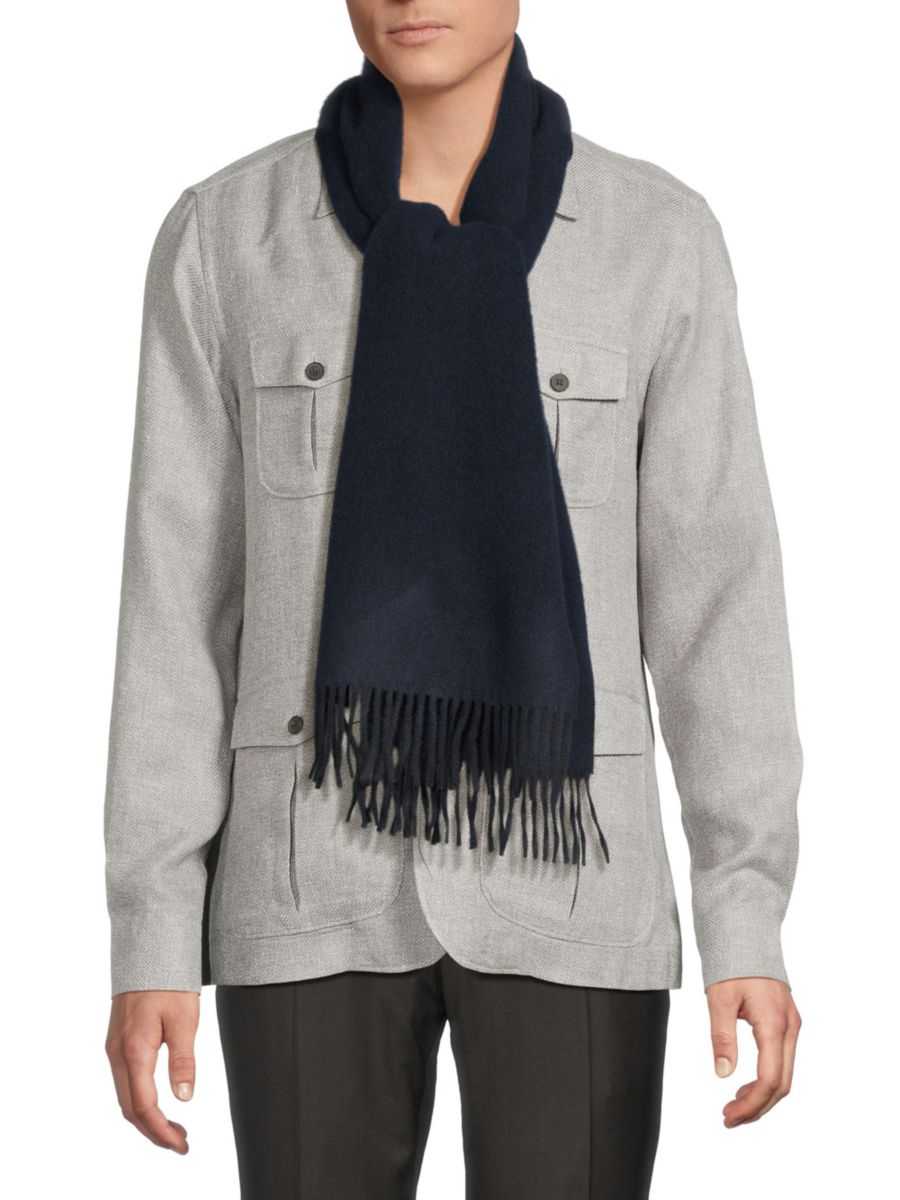 

Шарф из шерстяной смеси с бахромой Saks Fifth Avenue, цвет Navy Brown