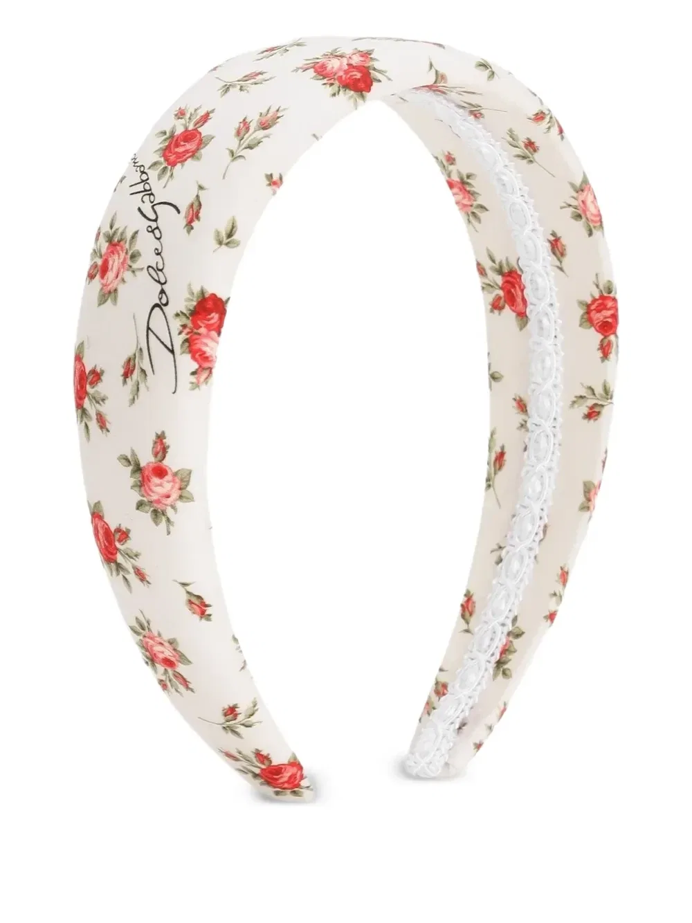 Ободок с цветочным кружевом Dolce & Gabbana Kids, белый