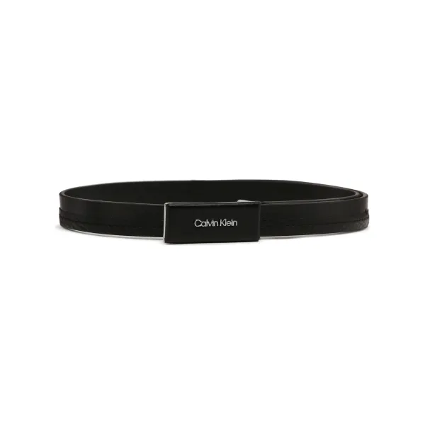 

Ремень кожаный повседневный с металлической пластинкой 2см. Calvin Klein, черный