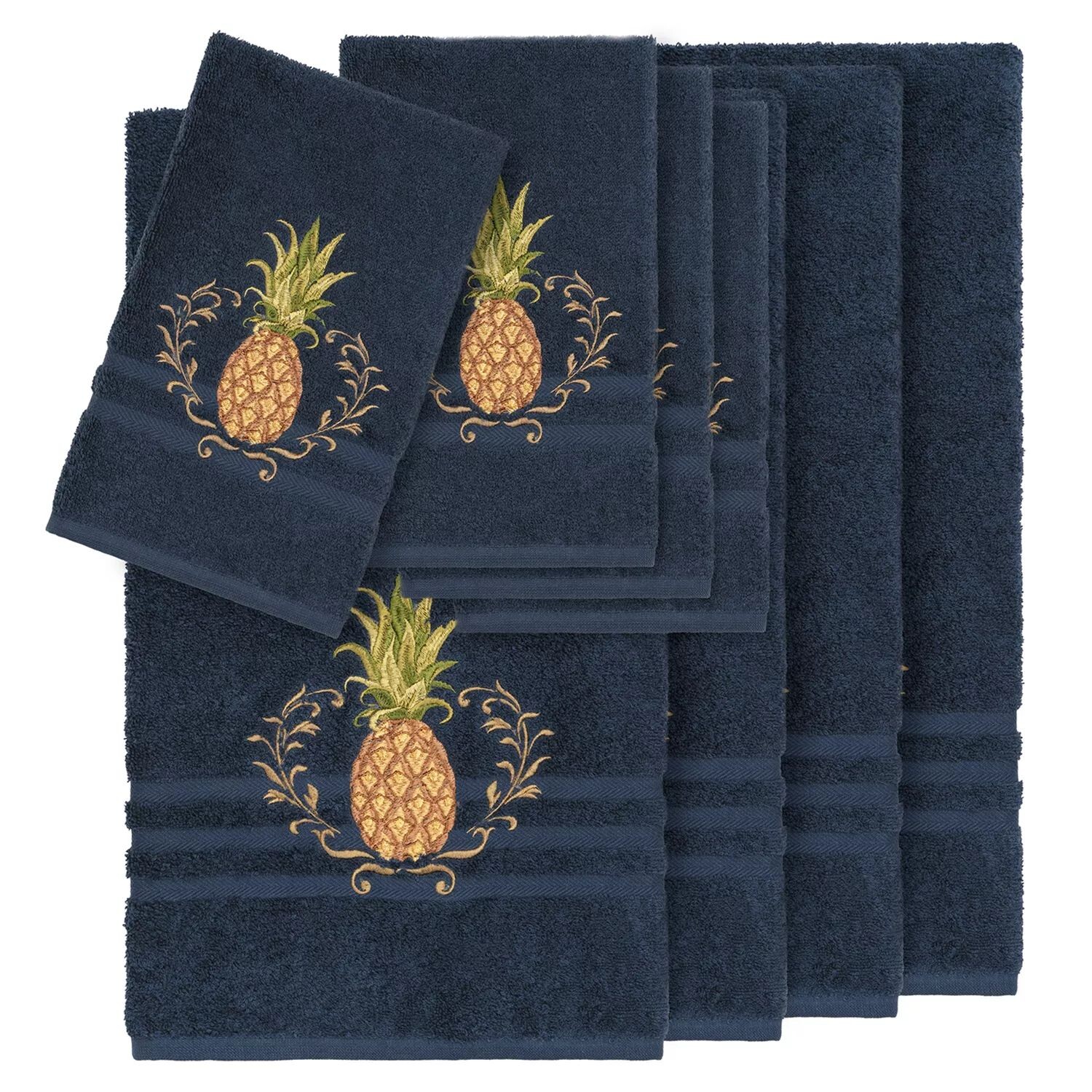 

Linum Home Textiles Набор полотенец из турецкого хлопка с украшением из 8 предметов, темно-синий