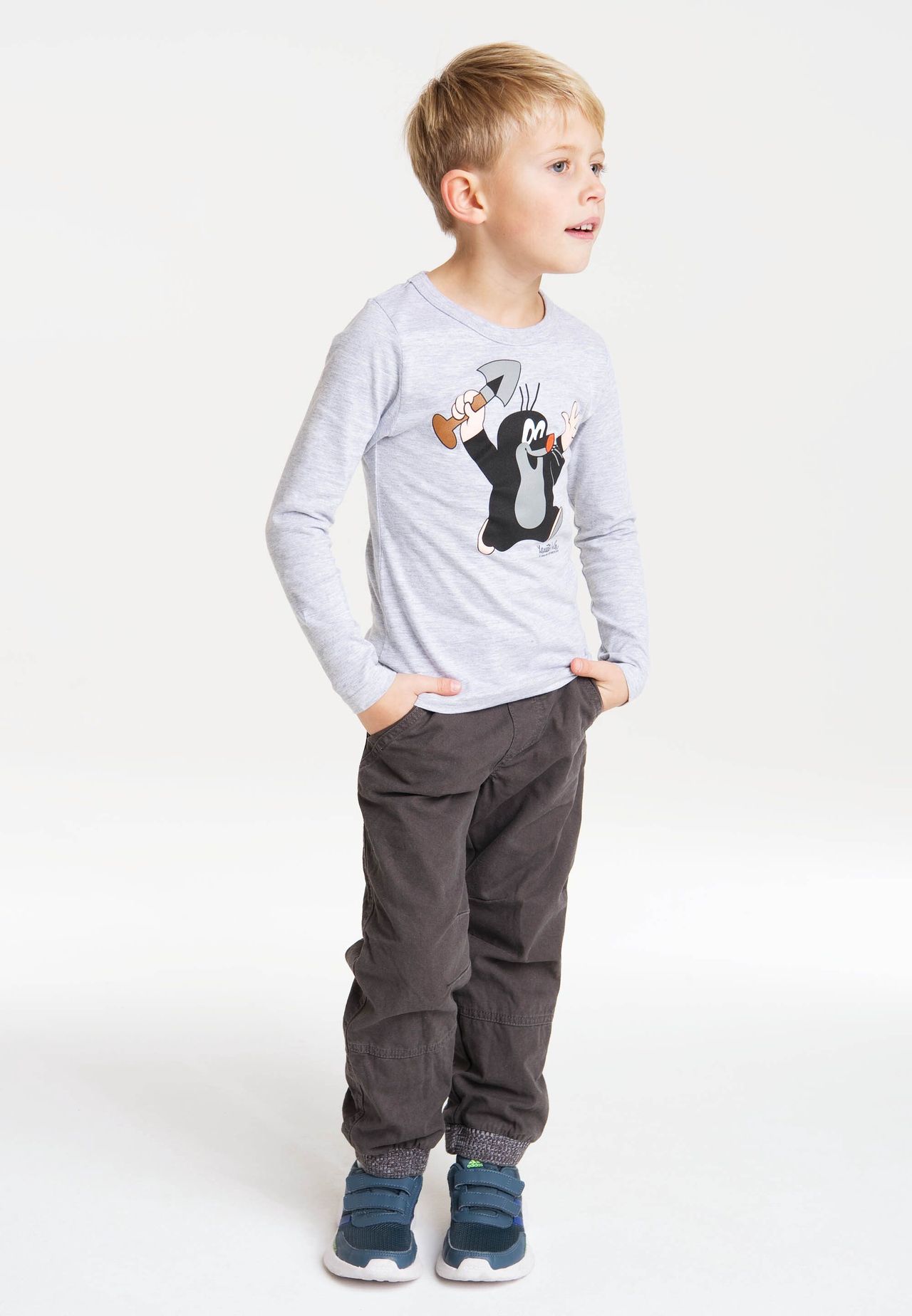Детская футболка с длинными рукавами The Little Mole - Ура LOGOSHIRT, цвет Grey-melange — фото 2