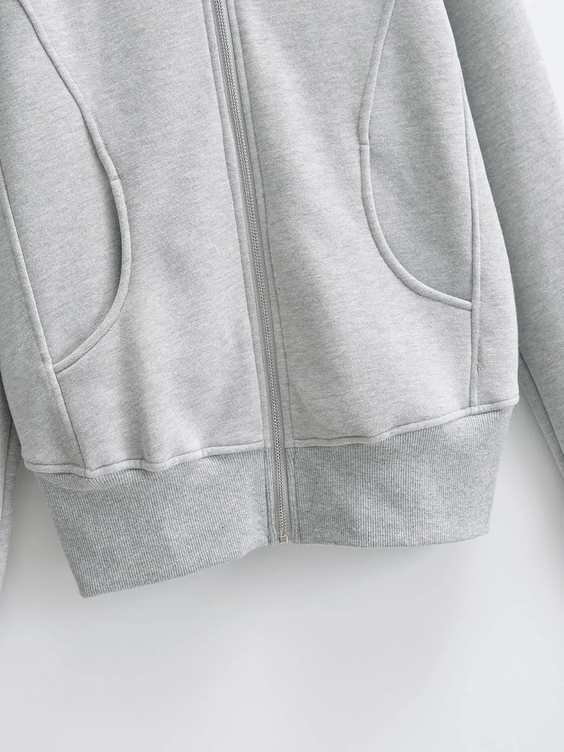 Женская худи с капюшоном, на молнии, Slim-fit, черный — фото 3