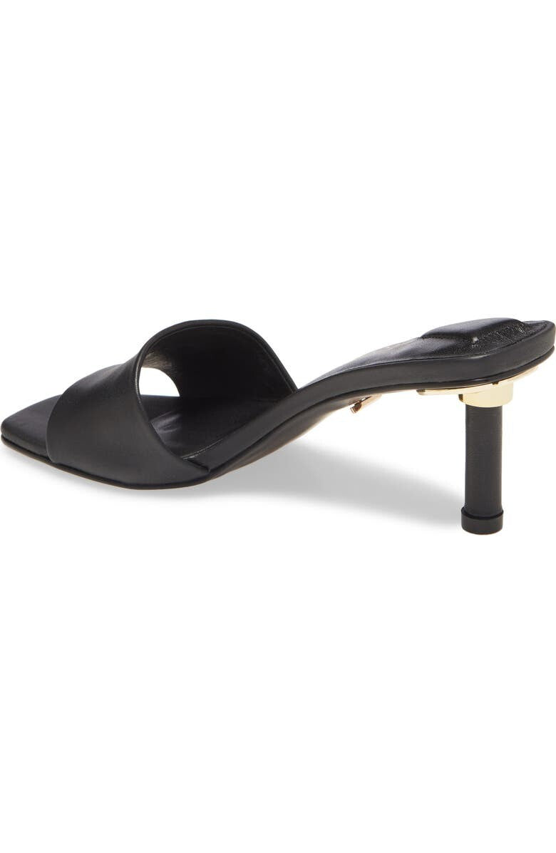 42 Gold Lilith Sandals Women's Black Leather Square Toe Stiletto Heel JOBB281 — фото 4