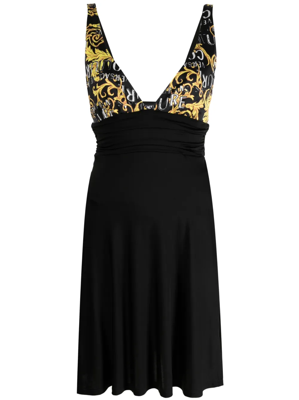 Платье мини с логотипом VERSACE, черный