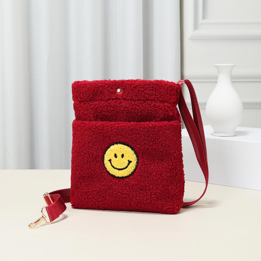 

Улыбка Удлиненная Шерпа Прямоугольная Сумка через плечо FASHNZFAB, Burgundy