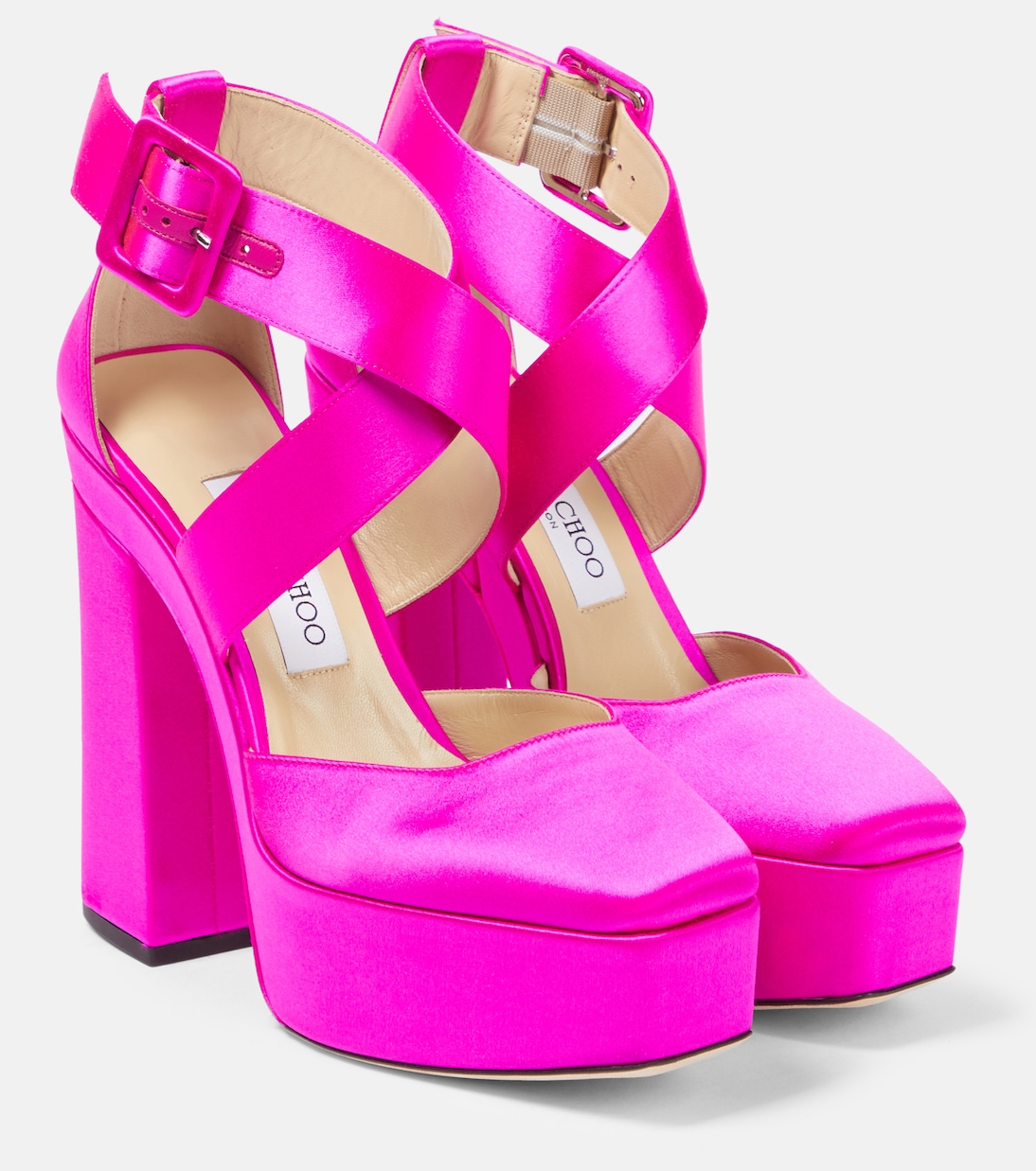 Сатиновые туфли Gaia на платформе Jimmy Choo, фуксия