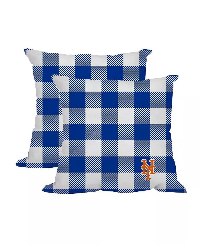 

Комплект из 2 подушек в клетку New York Mets в клетку Buffalo для улицы Logo Brands, синий