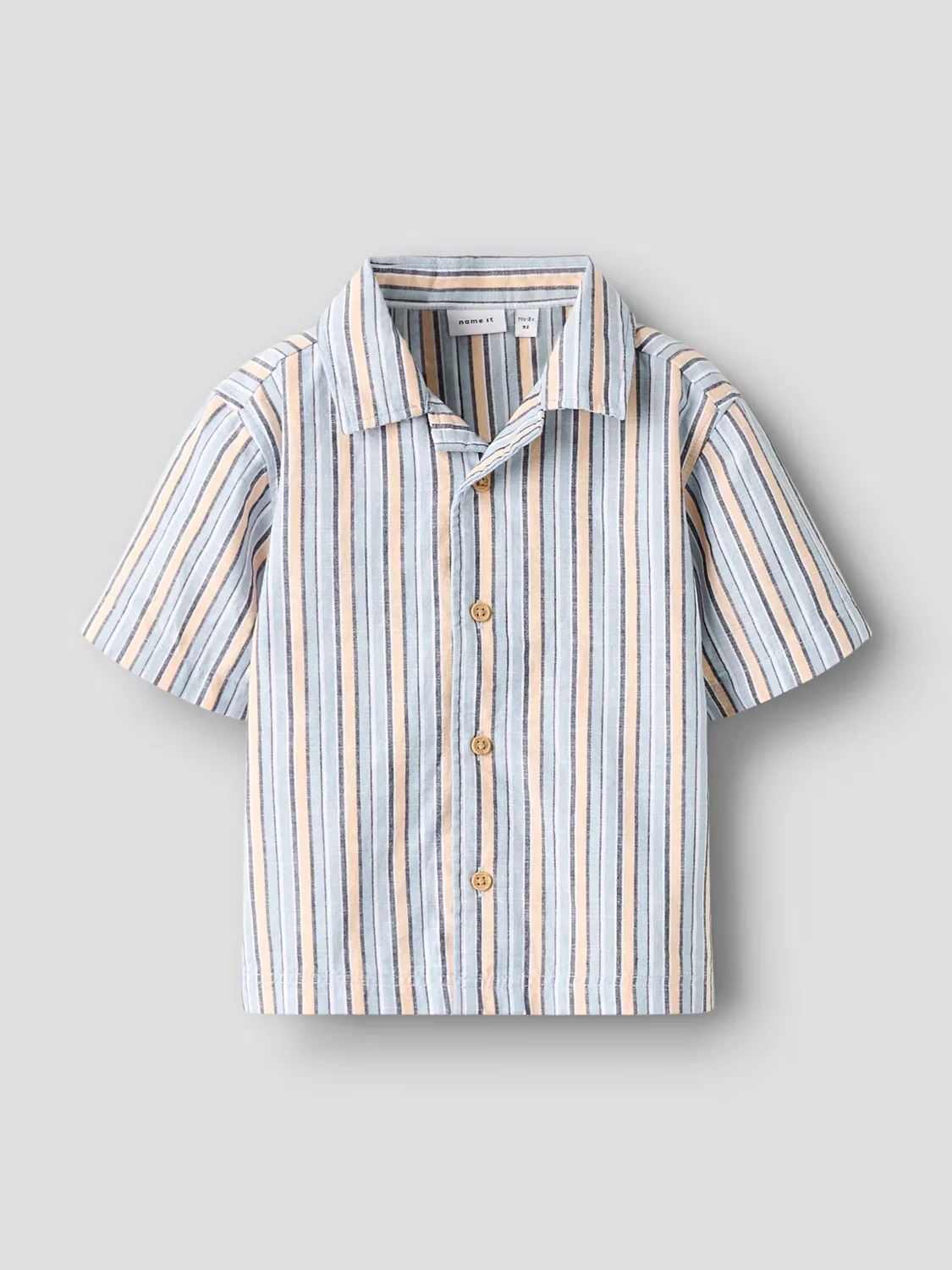 Рубашка на пуговицах стандартного кроя Name It, Navy/Light Blue — фото 3