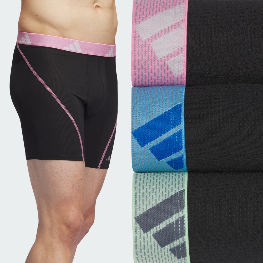 Боксеры Adidas Performance Mesh Graphic Boxer Briefs 3-Pack, цвет Black/Bliss Pink/Semi Blue Burst — фото 4