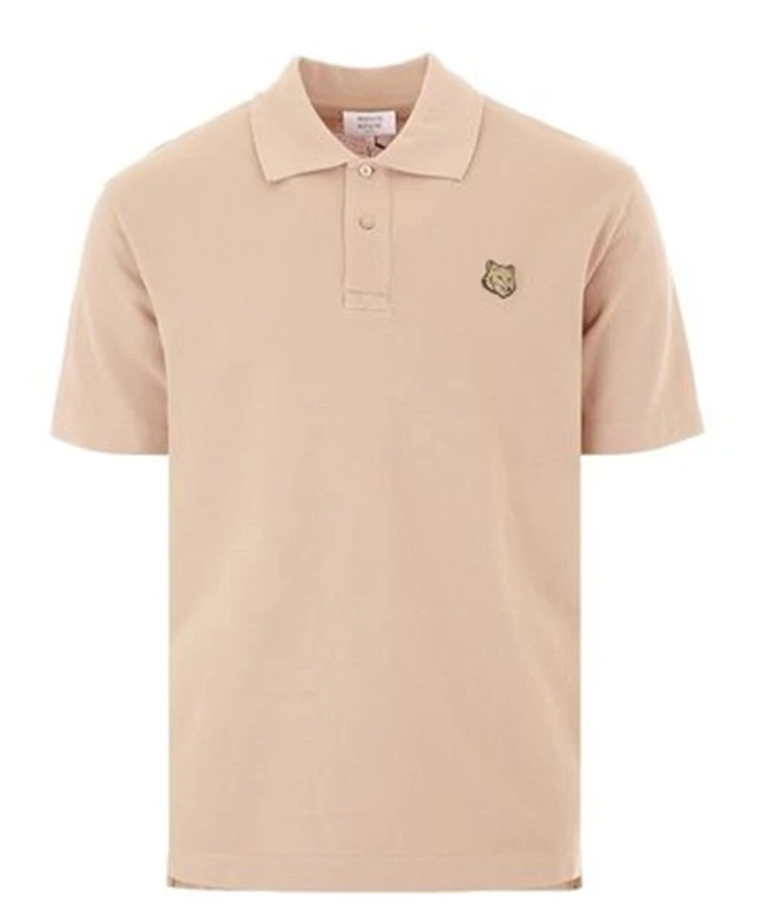 

Яркая рубашка-поло с нашивкой в виде головы лисы. Maison Kitsunã, бежевый