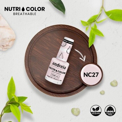 Андрея Профессиональный дышащий лак для ногтей NutriColor Веганский дизайн ногтей своими руками без применения жестокости со стойким глянцевым покрытием Цвет NC27 Розовый розовый 10,5 мл Andreia — фото 3