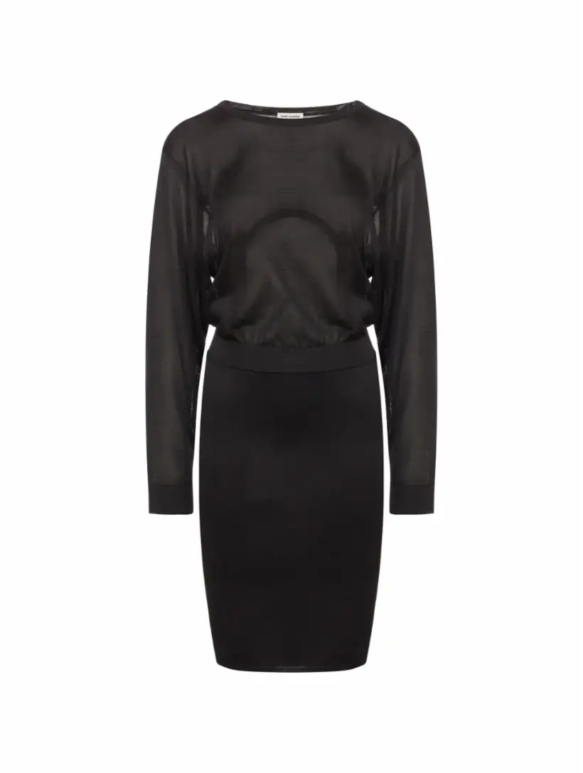 

Платье миди с вырезом Saint Laurent, черный