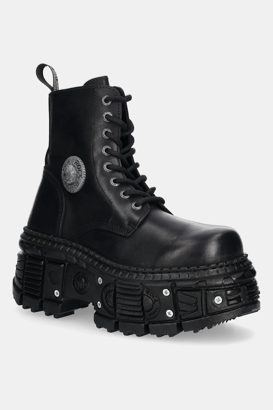 Рабочие кожаные ботинки Itali Negro Grueso, Tank Casco Negro Tornillos New Rock, черный