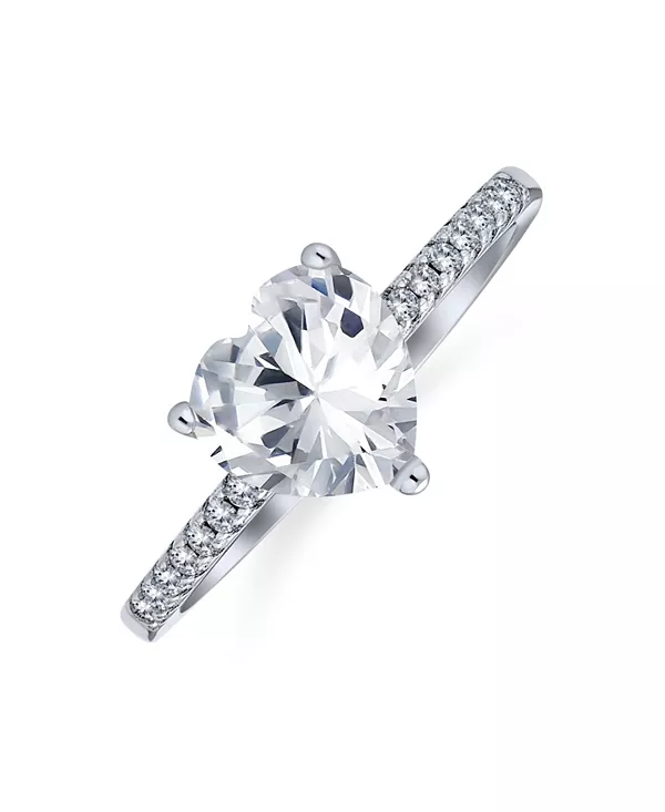 

Романтическое классическое кольцо-обещание в форме сердца с кубическим цирконием 2,5 карата, серебро 925 пробы, ширина полосы 1 мм Bling Jewelry, clear