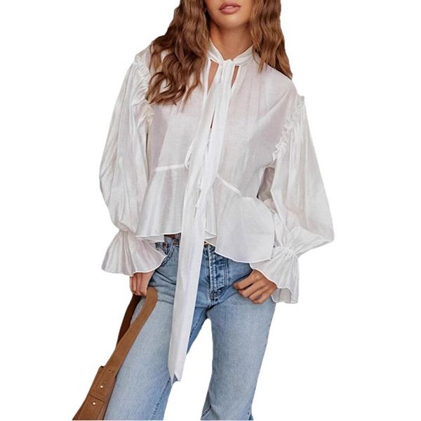 

Женская элегантная блузка с длинными рукавами и v-образным вырезом Yesfashion