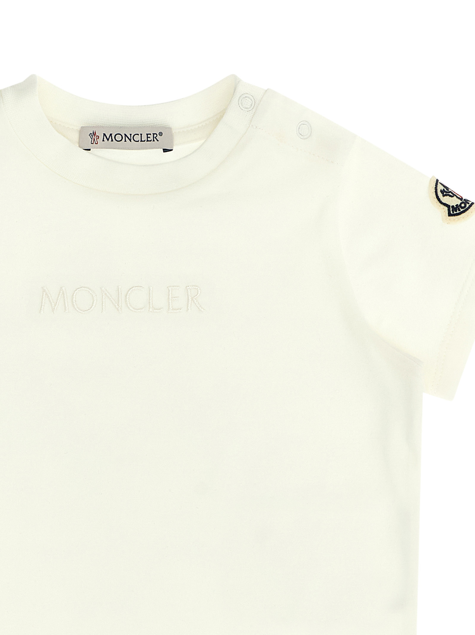 Футболка с вышивкой логотипа Moncler Enfant, белый — фото 3