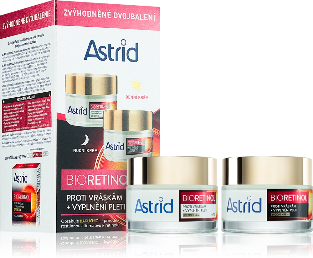 

Подарочный набор против морщин с биоретинолом Astrid, moterims 2× 50 мл