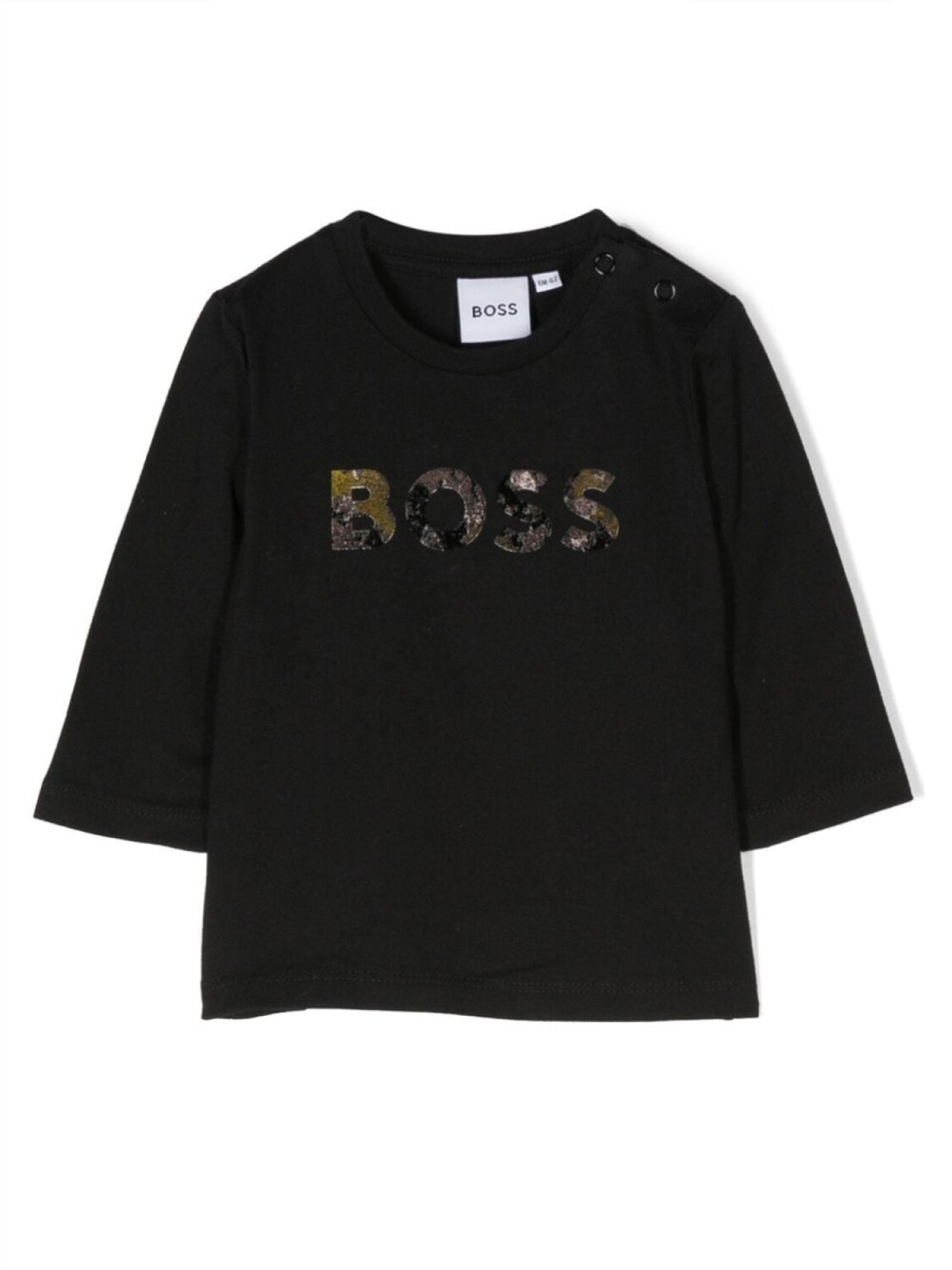

BOSS Kidswear топ с длинными рукавами и логотипом, черный
