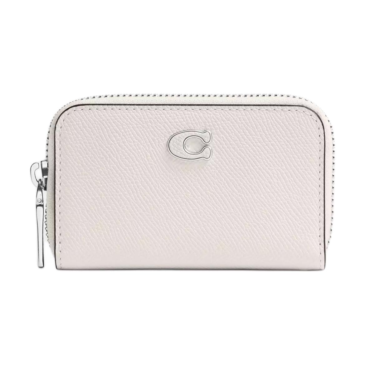 

Coach Женский держатель для карт с застежкой-молнией по периметру, из зернистой кожи, маленький размер, белый
