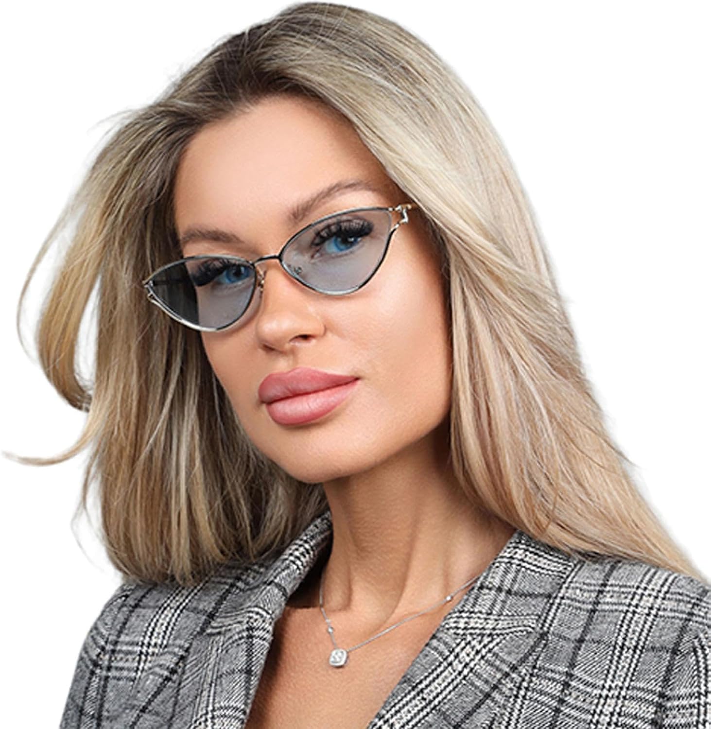 

Сексуальные металлические солнцезащитные очки «кошачий глаз» для женщин, роскошные, в винтажном панк-стиле, маленькие, овальные, модные, с защитой от УФ-излучения UV400 TVTBBVV, C6goldblue