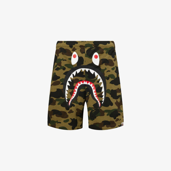 

Шорты из хлопка с принтом "акула" в камуфляжном стиле A Bathing Ape, зеленый